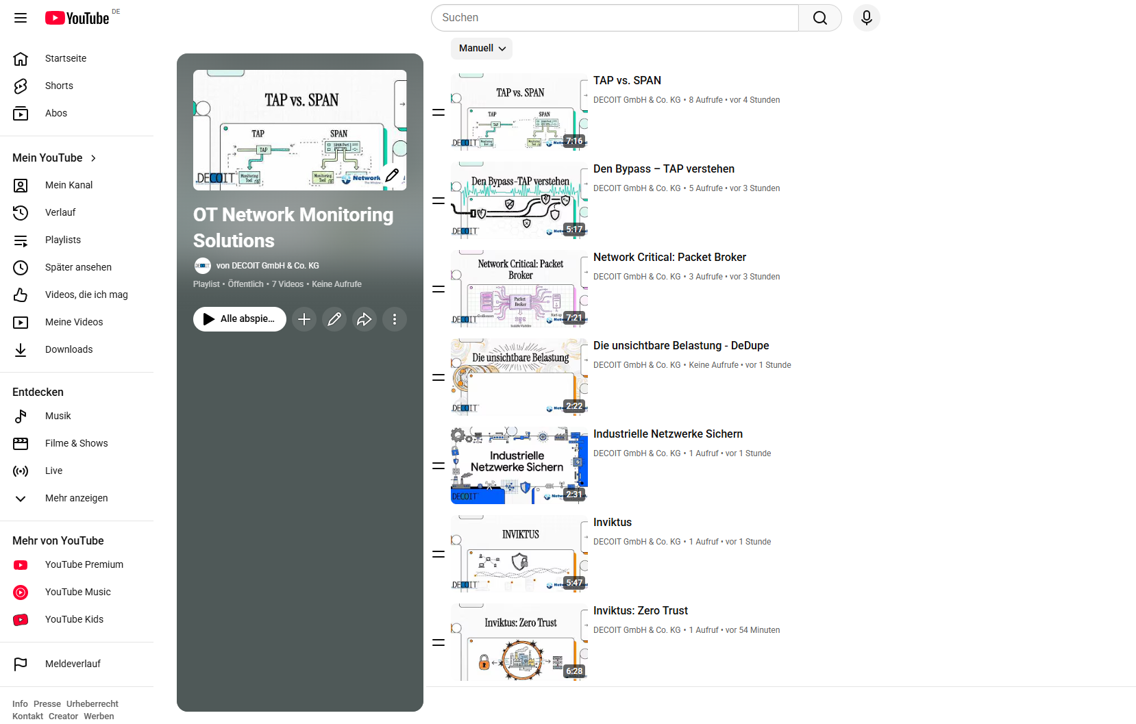Hyperlink zur Playlist: OT Network Monitoring Solutions